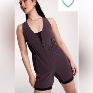 NWT CALIA Soft Utility Hiking romper zippers moisture wicking brown sleeveless